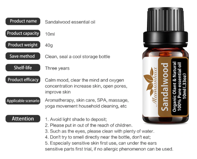 Sandalwood Essential Oil Organic Olant & Natural 100% Pure Therapeutic –  MUMAZYL