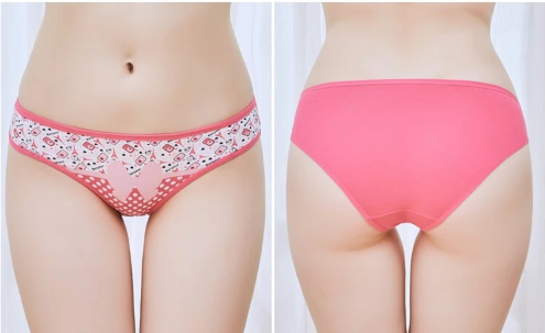 B91xZ Women's Cotton Brief Underwear Printing Basic Bikini Female  Panties,Pink L